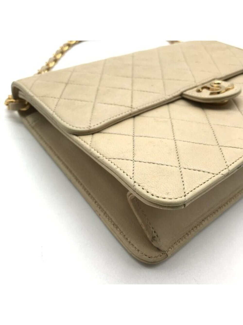 Chanel Quilted Shoulder Bag Chain Gold Beige - Picture 6 of 10
